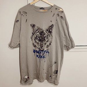 Oversized Distressed/Studded Top